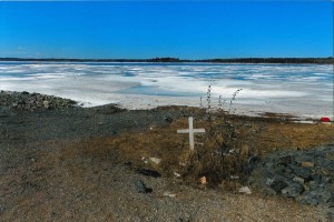 “The cross that you see represents a young person, my nephew, who drowned in the shoreline. The younger generation in Cross Lake do not fully understand that the level of water fluctuates…the water is muddy, green and brown…they had a hard time finding him under the water.”